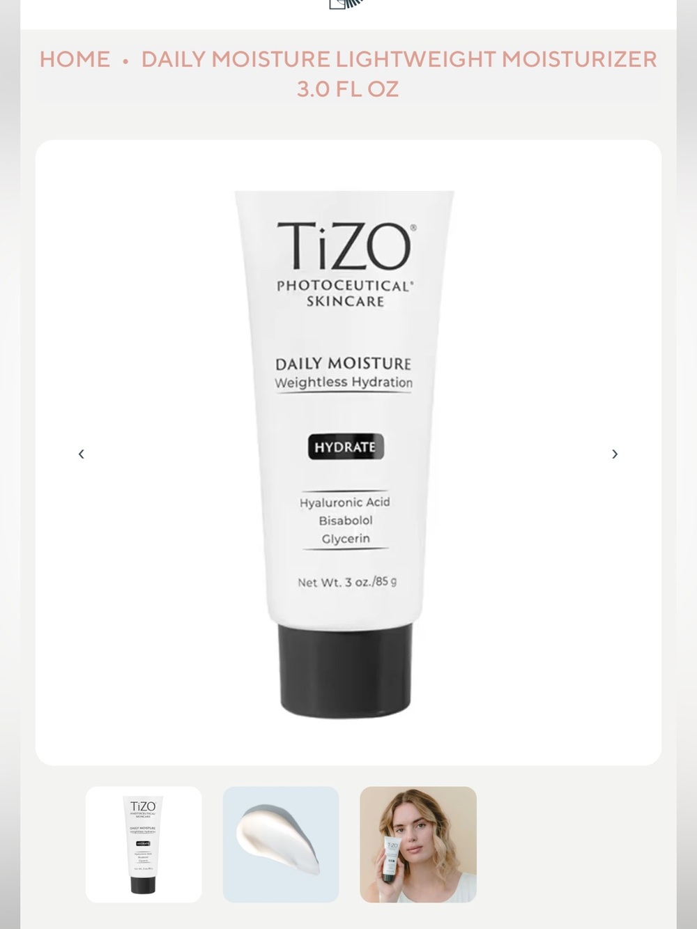 TIZO DAILY MOISTURE LIGHTWEIGHT MOISTURIZER 3.0 FL OZ